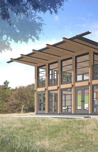 sketch up 3d rendering of modern timber house exterior