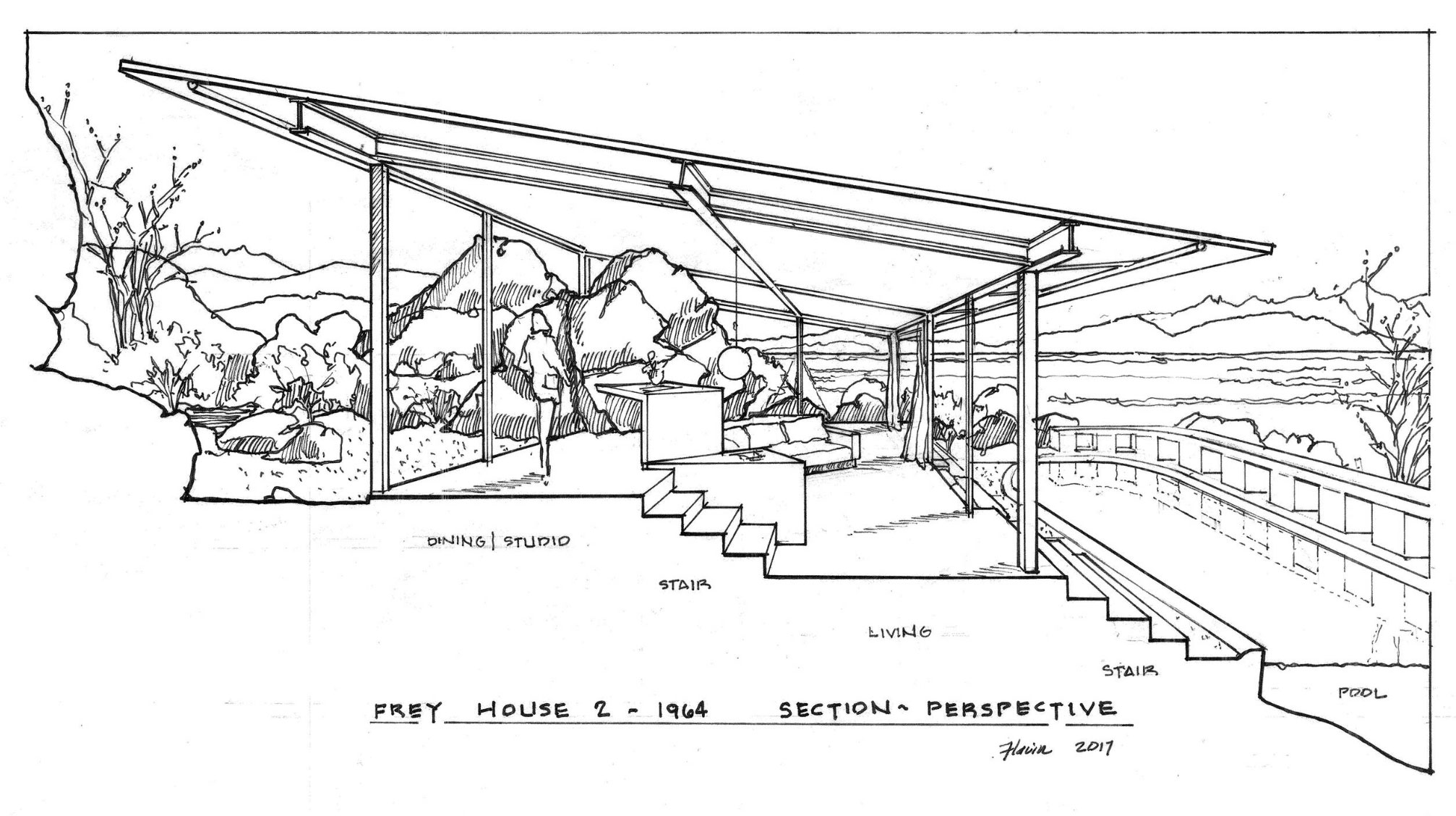 hand drawing sketch of section of home