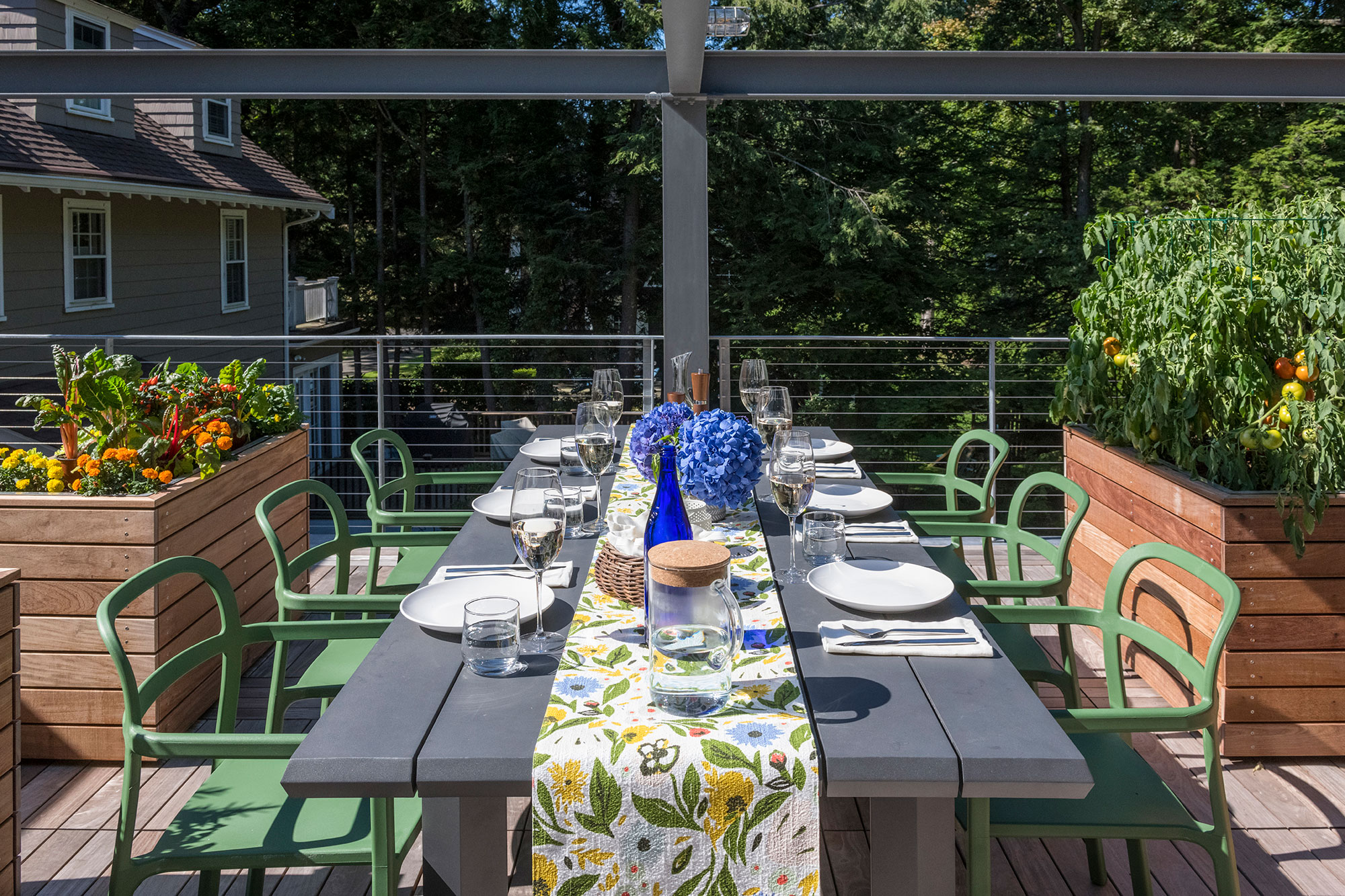 rooftop farm to table dining setup