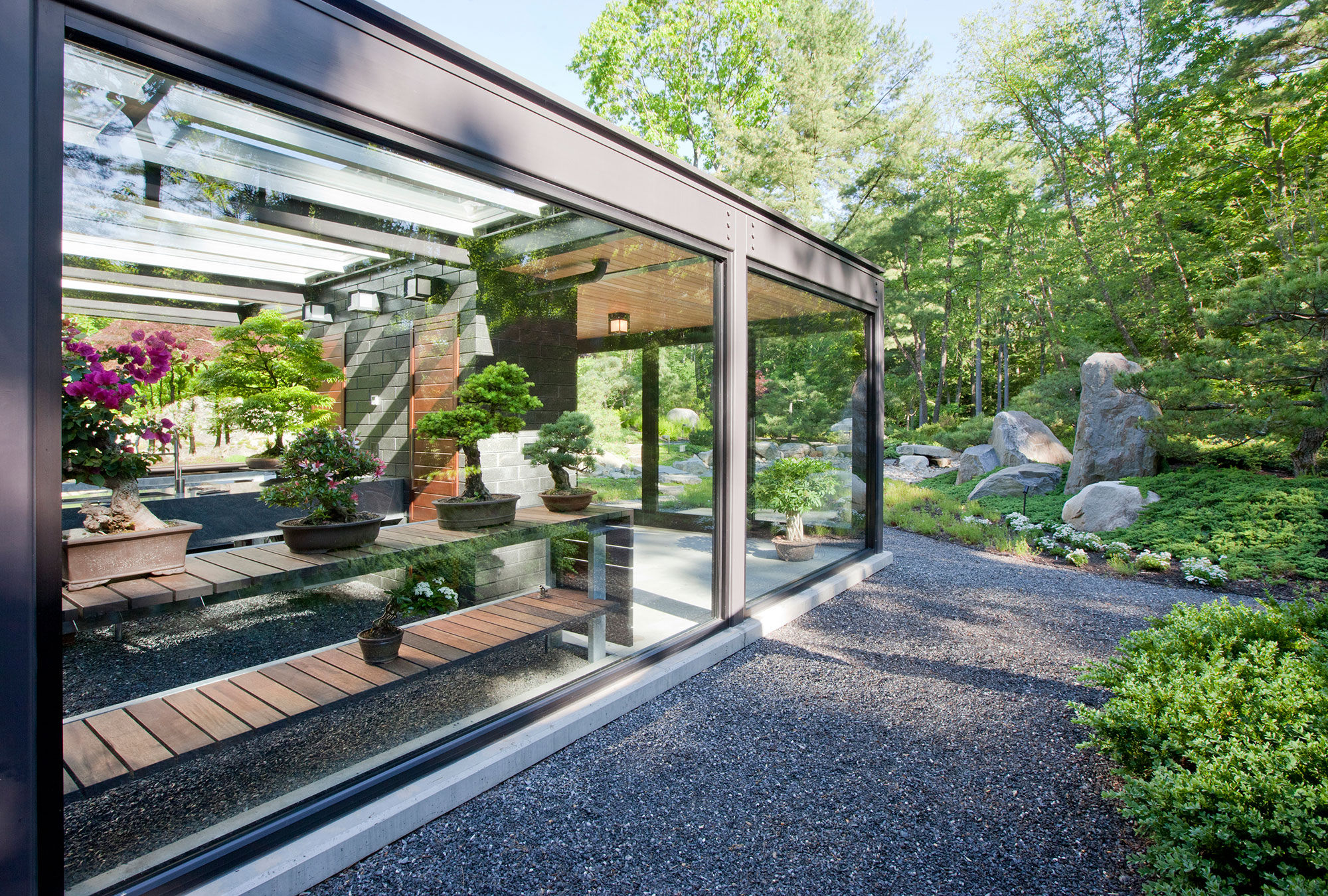 bonsai greenhouse with glass roof