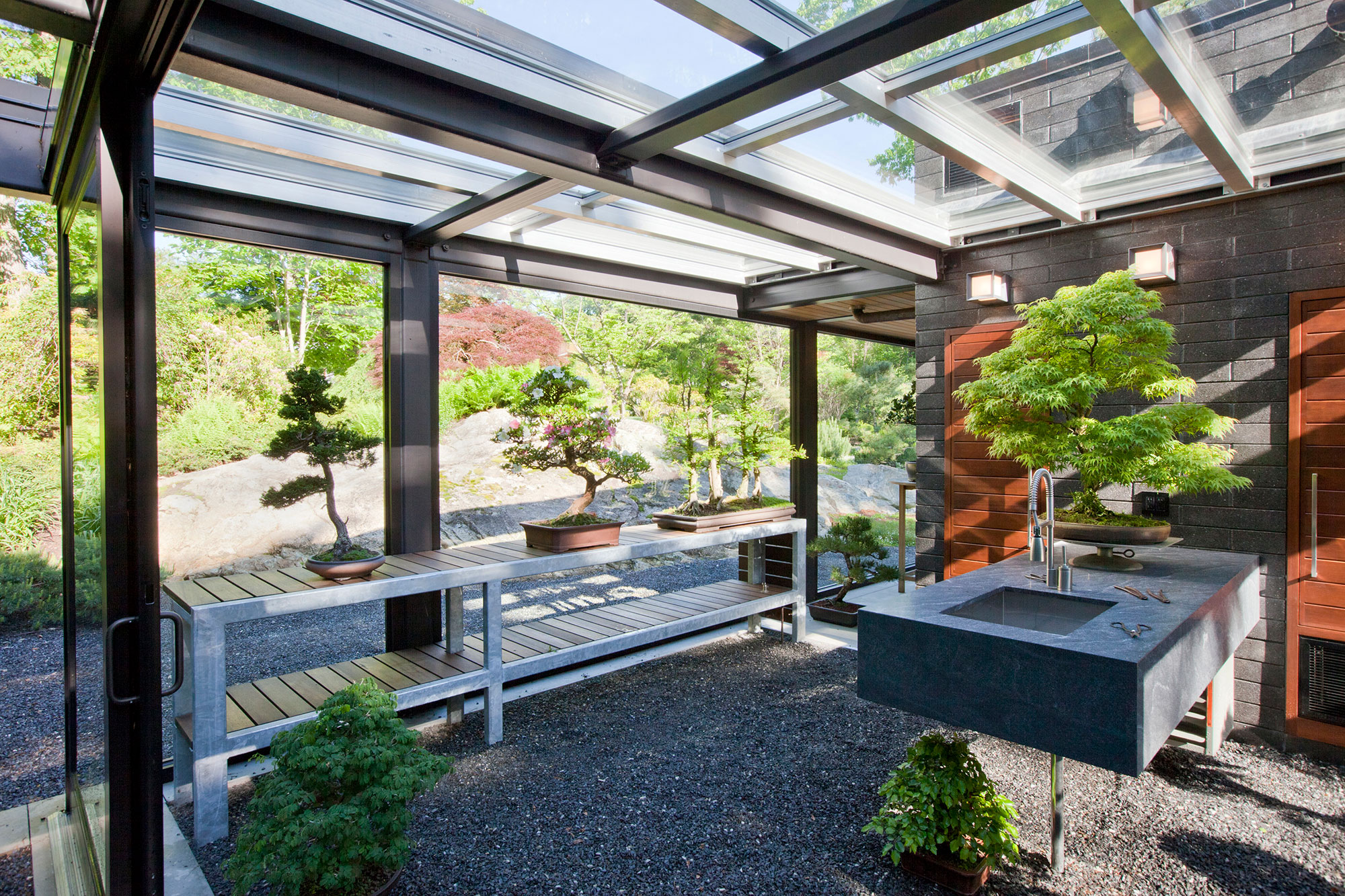 bonsai greenhouse with glass roof