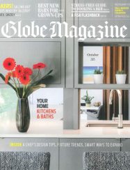 boston globe magazine cover with floating kitchen detail looking through