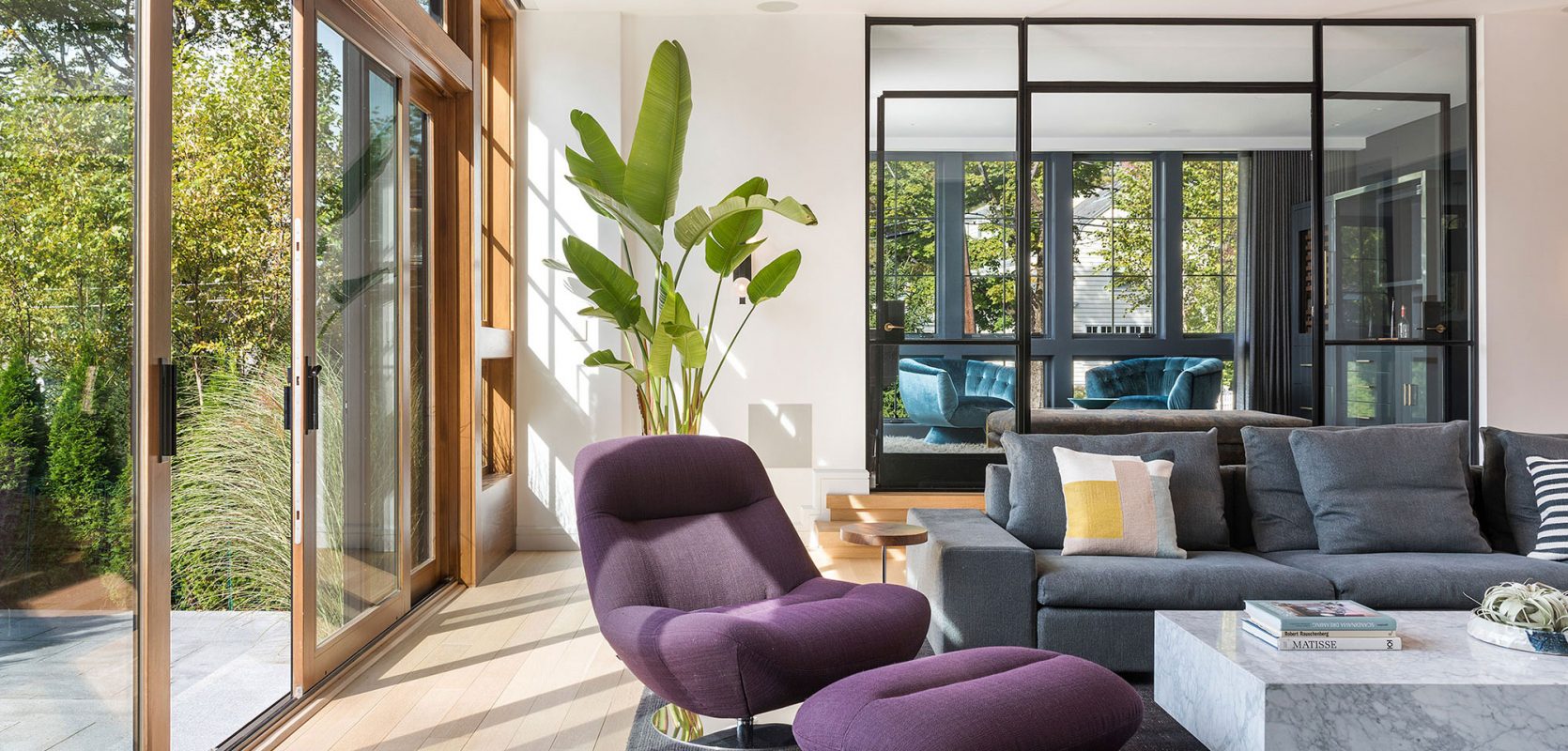 modern family room interior with manarola armchair