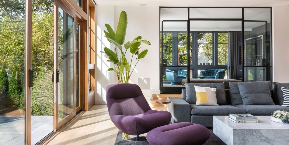 modern family room interior with manarola armchair