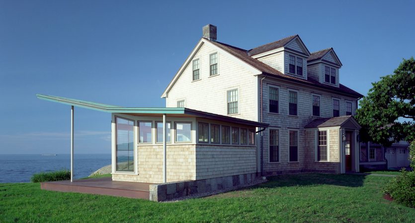 exterior of ocean front new england home