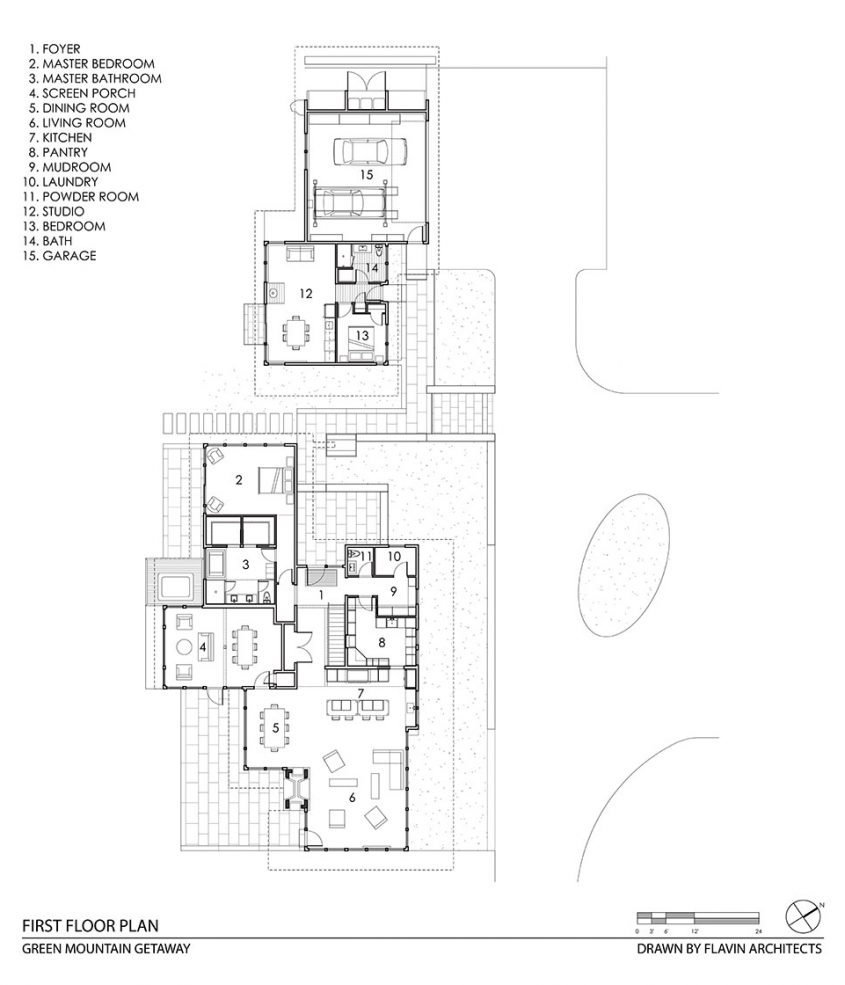 cad drawing floor plan with guest studio