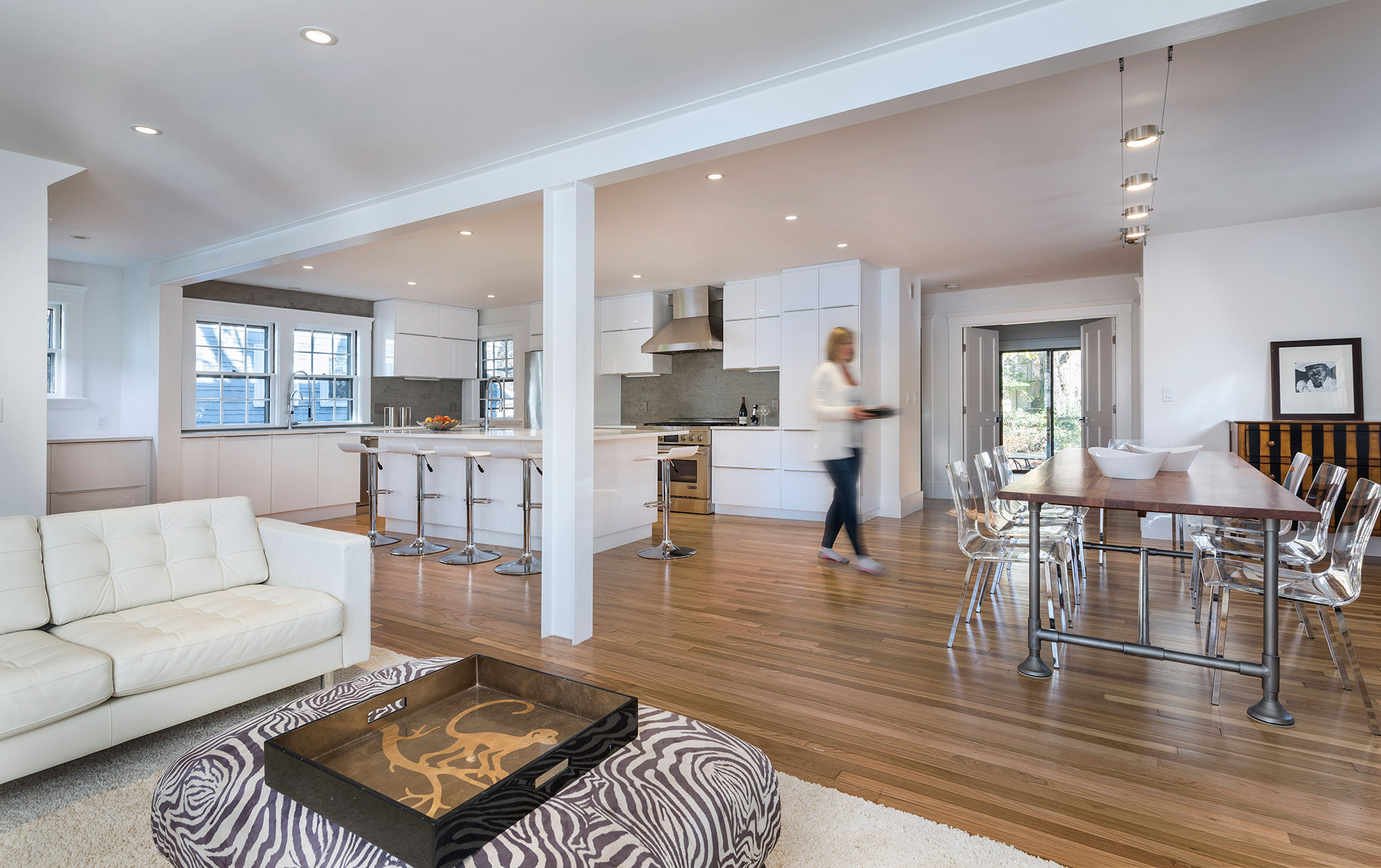 open layout great room with kitchen dining living room