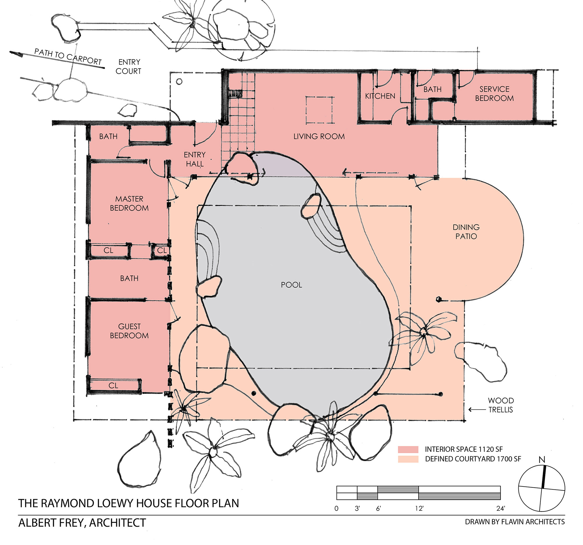 mid-century modern cad drawing floor plan