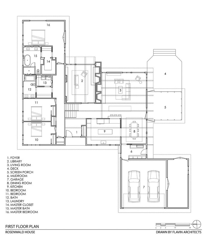 mid-century modern cad drawing floor plan