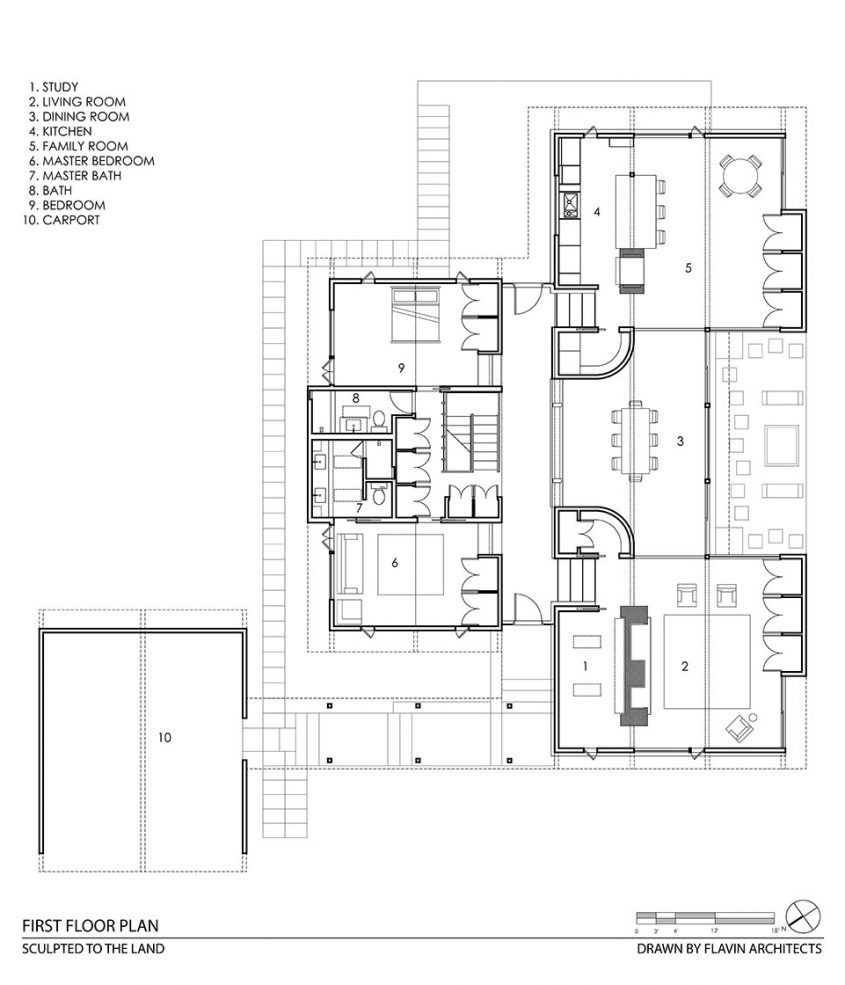 mid-century modern cad drawing floor plan