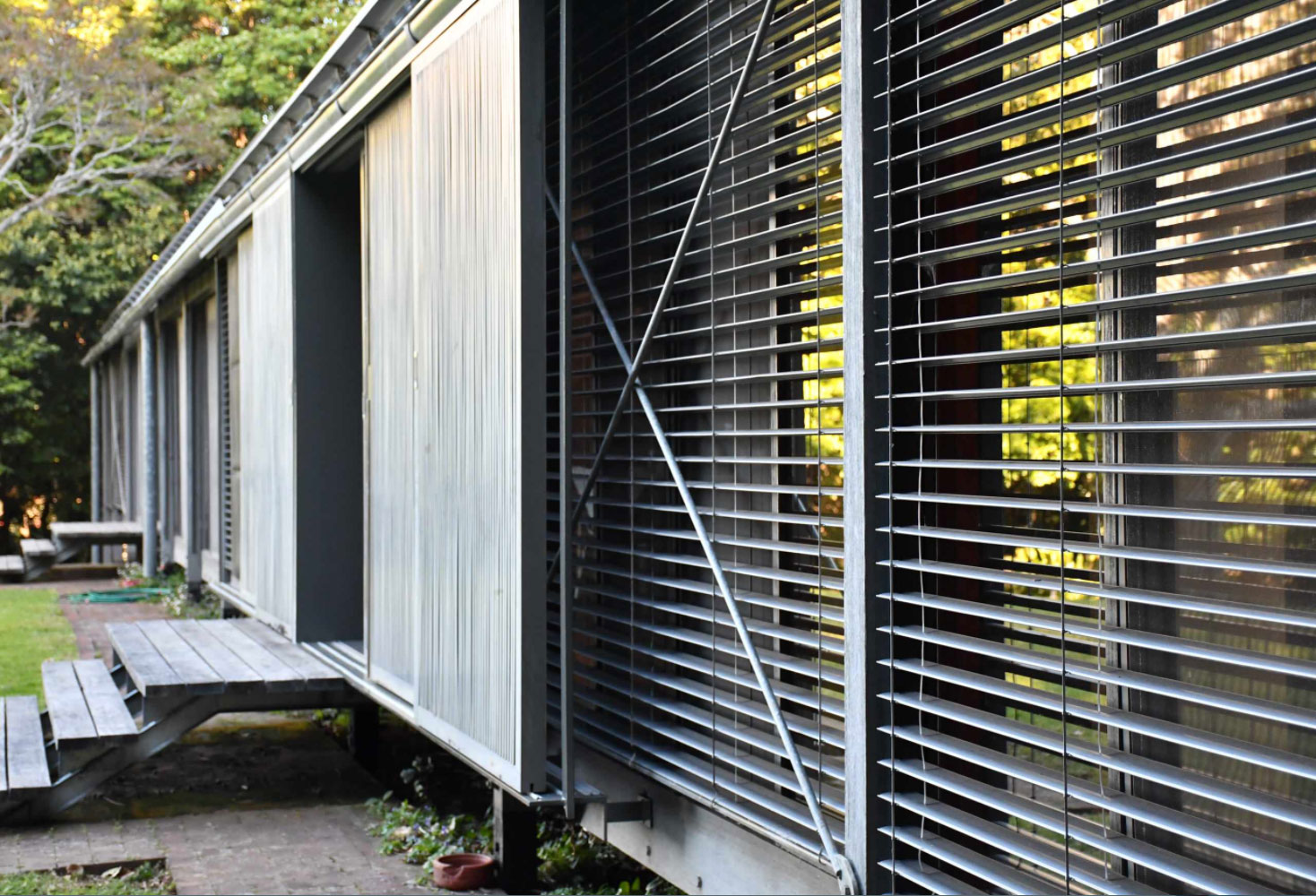 detail of exterior wood screens