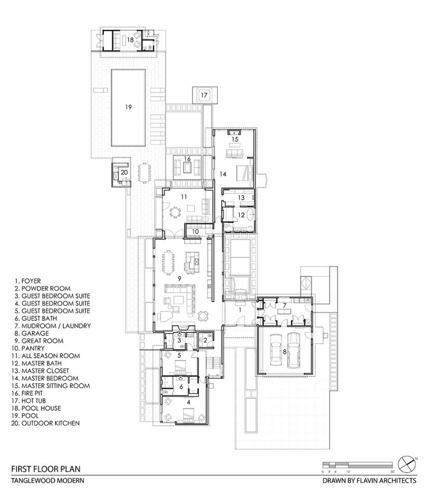 cad drawing floor plan with pool cabana