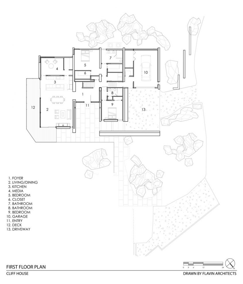 cliff house cad drawing floor plan
