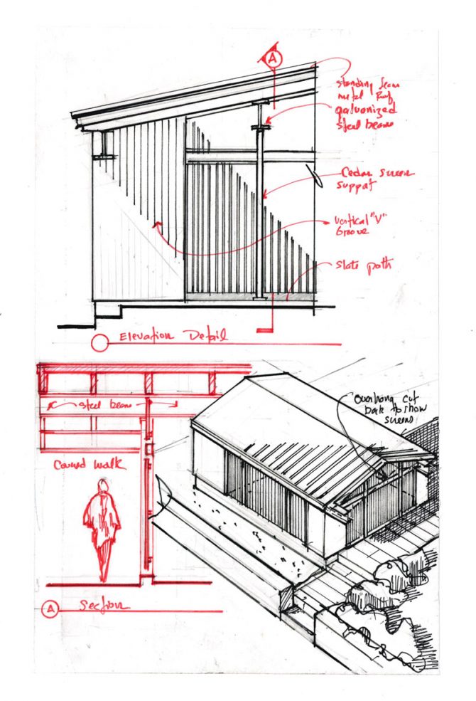 hand sketch of carport detail