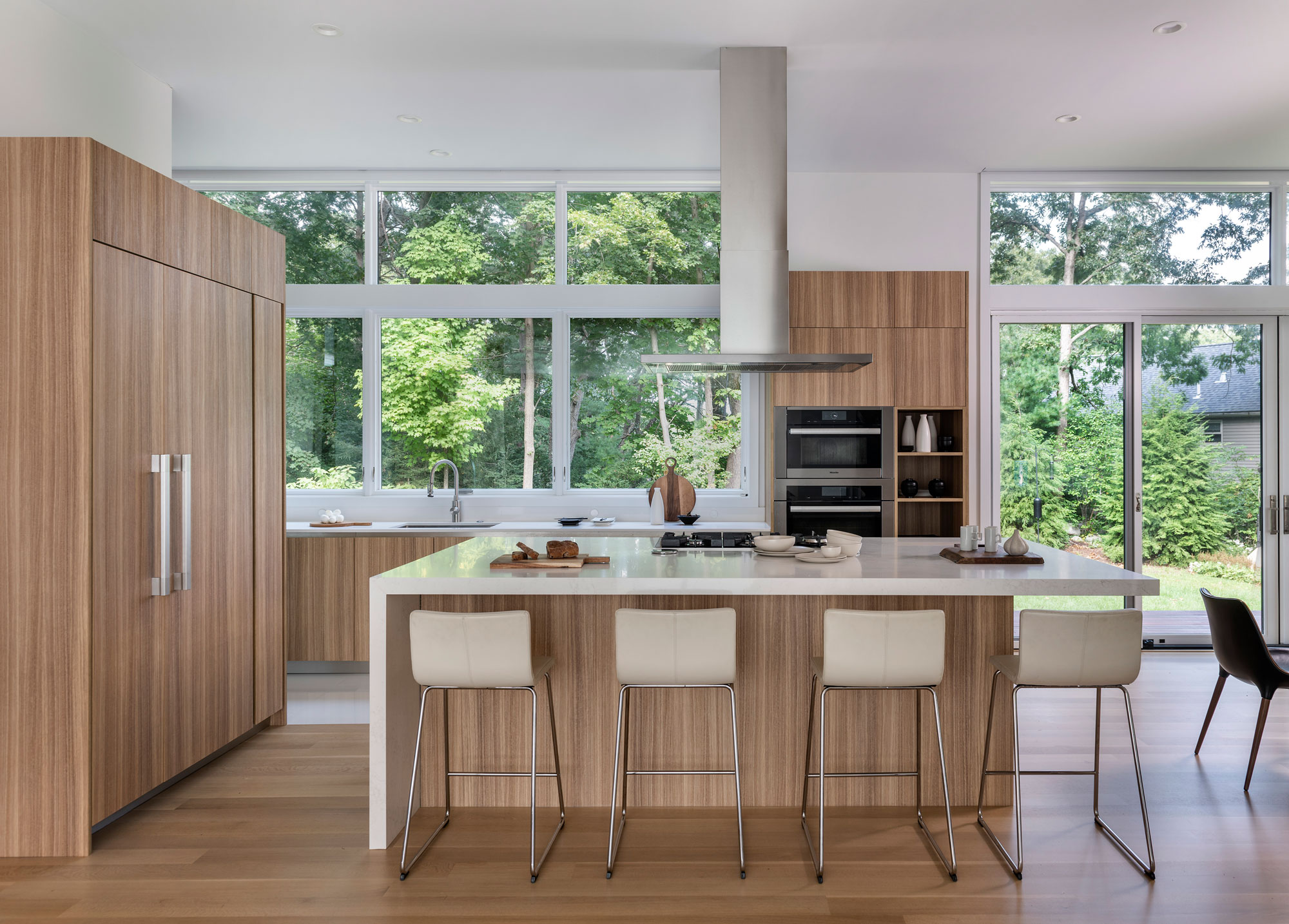 kitchen island with window backsplash