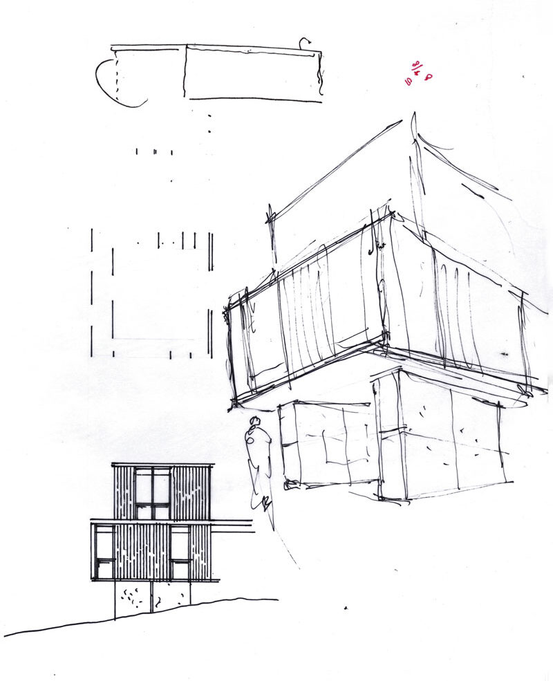 Rough sketch by Colin Flavin of the Building the Past house addition by Flavin Architects.